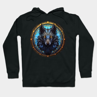 Stained Glass Scary Wolf Hoodie